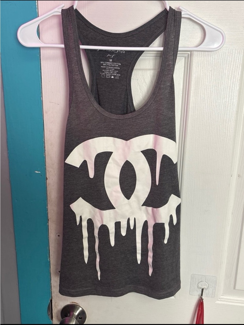 Charcoal Graphic Racerback Tank Top - Unbranded